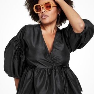 Kika Vargas x Target Wrap Top Size XSmall Black Scallop Edge